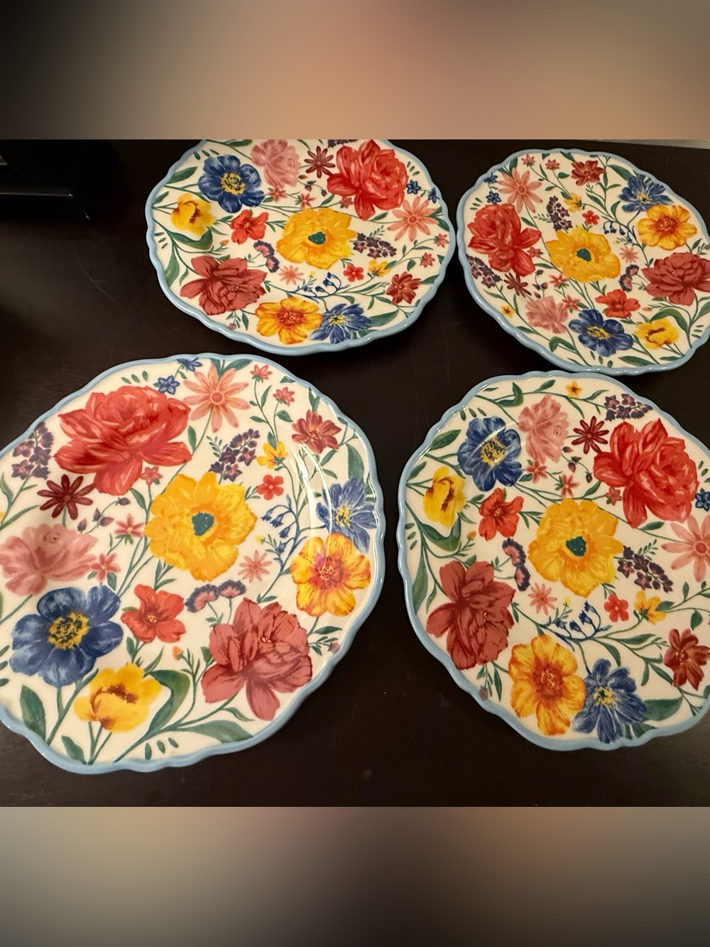 4 The Pioneer Woman Brilliant Blooms Stoneware Salad Plates. 8.5” - Picture 4 of 9